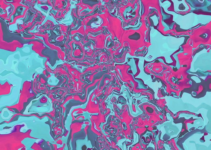 Abstract psychedelic texture with pink, cyan, and purple swirls