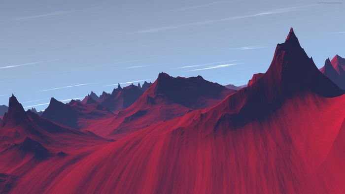 4K Red Mountains Under a Blue Sky