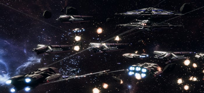Battlestar Galactica Cylon space battle