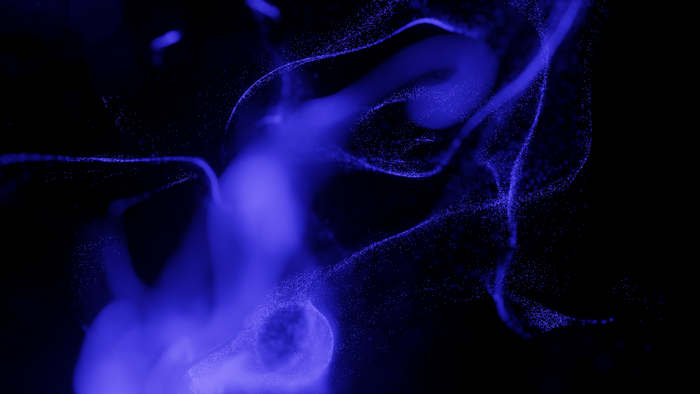 Abstract blue particles in motion