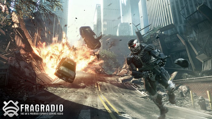 Crysis 2 soldier in explosion with flying cars