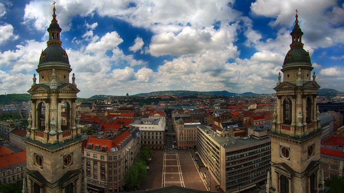 4K Budapest Cityscape with Church Towers