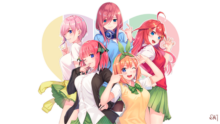The Quintessential Quintuplets girls with headphones