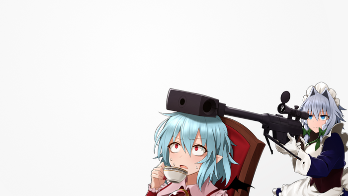 Remilia Scarlet and Izayoi Sakuya from Touhou with sniper rifle
