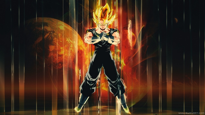 Vegito from Dragon Ball Z in a dynamic pose