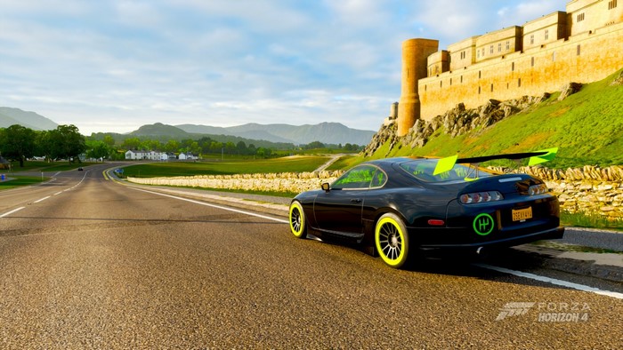 Black Toyota Supra with spoiler in Forza Horizon 4