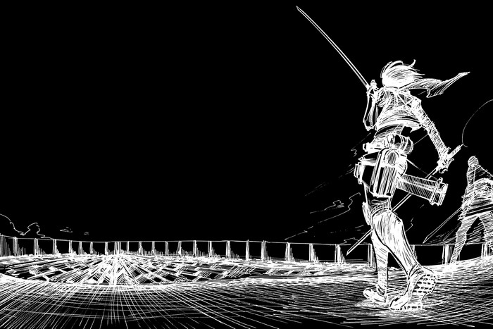 Mikasa Ackerman from Shingeki no Kyojin with swords