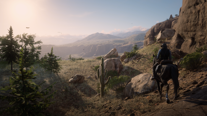 4K Red Dead Redemption 2 screenshot of a man on horseback