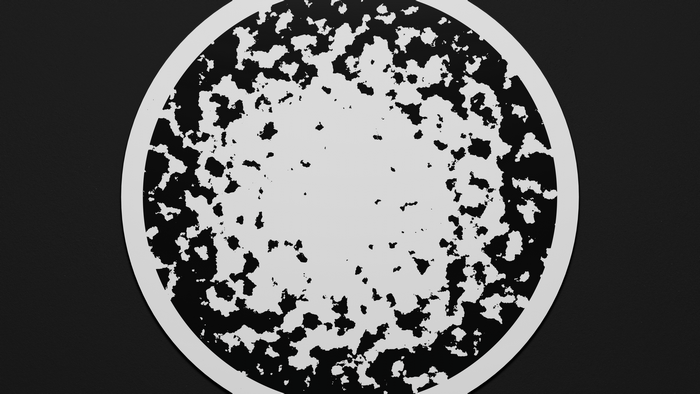 Monochrome abstract circle with textured pattern