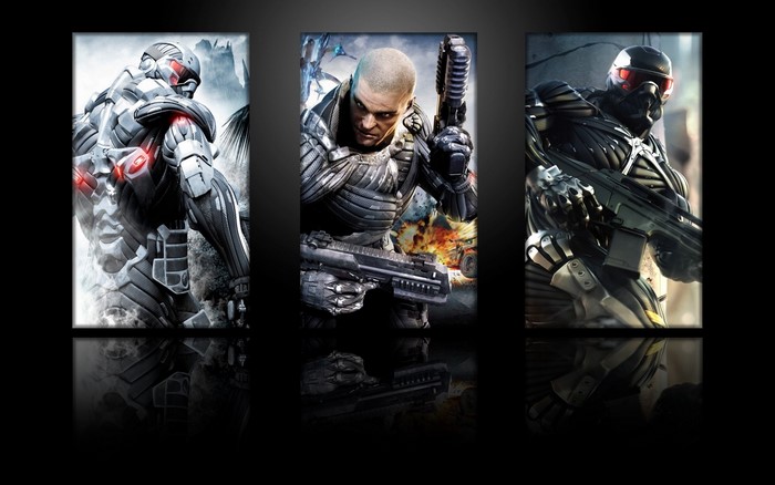 Crysis 2 collage featuring soldiers in Nanosuits