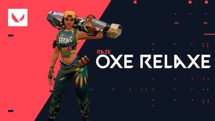 Raze from Valorant with "RAZE OXE RELAXE" text