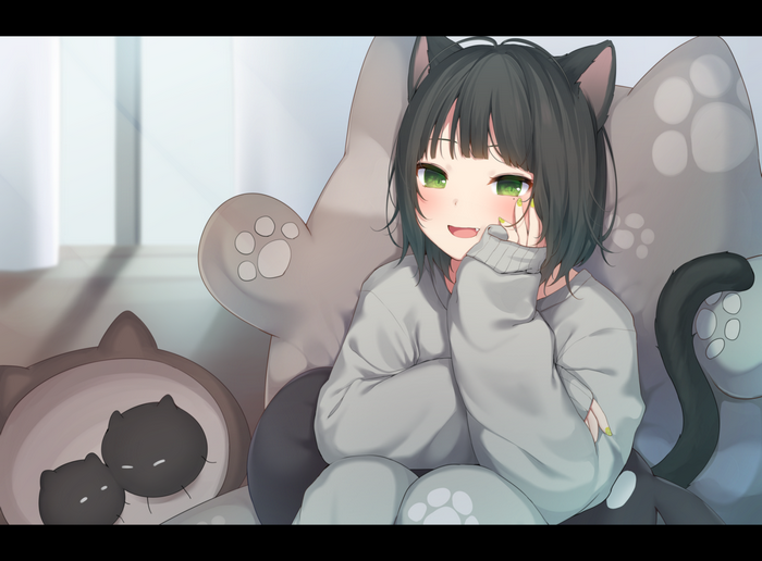Amashiro Natsuki cat girl anime artwork