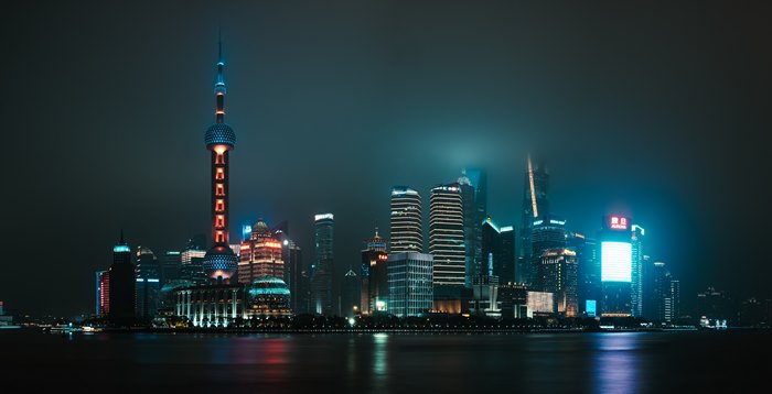 Shanghai skyline with Oriental Pearl Tower at night