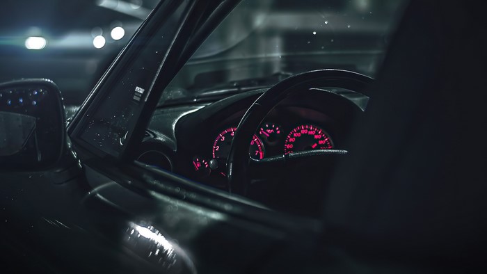 Mazda MX-5 dashboard at night