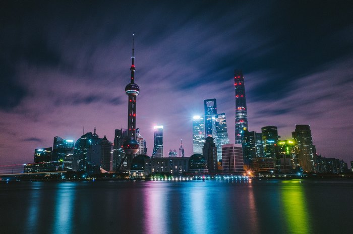 Shanghai skyline with Oriental Pearl Tower at night