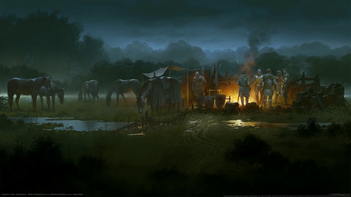 Medieval Campfire with Knights and Horses