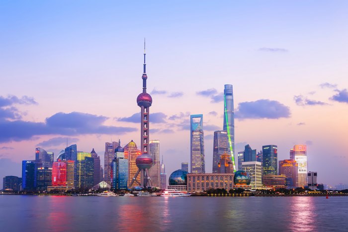Shanghai Skyline with Oriental Pearl Tower at Dusk