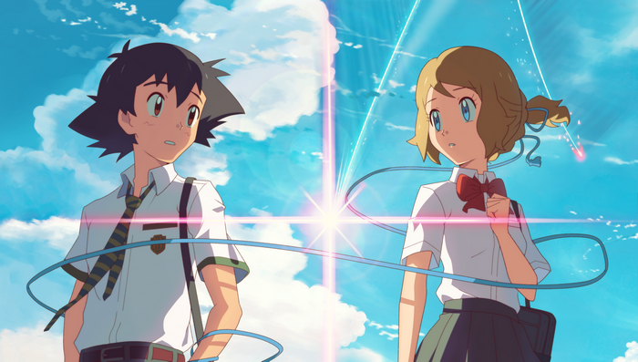 Ash Ketchum and Serena from Pokémon in School Uniform
