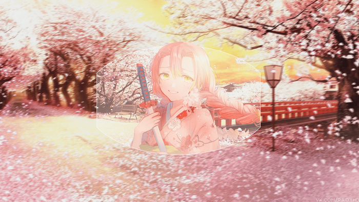 Mitsuri Kanroji from Kimetsu no Yaiba with Cherry Blossoms