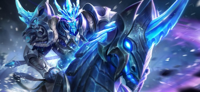 Fantasy ice warrior on a horse