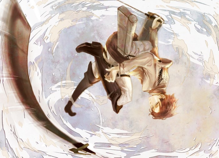 Levi Ackerman from Shingeki no Kyojin fighting with swords