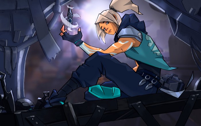 Jett from Valorant holding a glowing orb