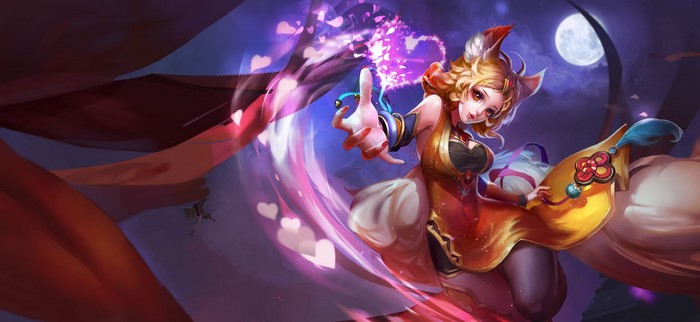 Fantasy girl with fox ears casting magic from Honor of Kings
