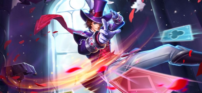 Anime magician in a purple hat with cards