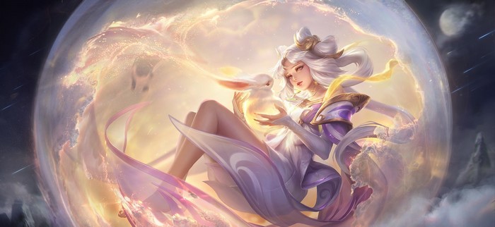 Chang'e from Arena of Valor with a rabbit
