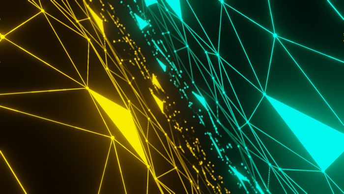 Abstract Yellow and Cyan Plexus Network