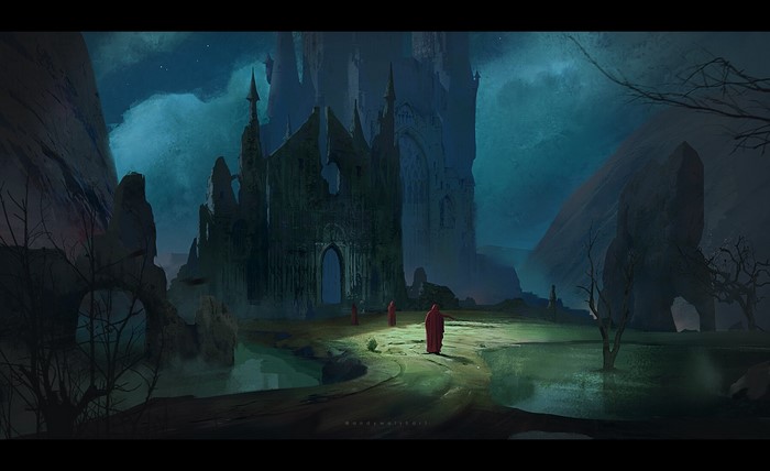 Artwork by Andy Walsh, fantasy horror scene