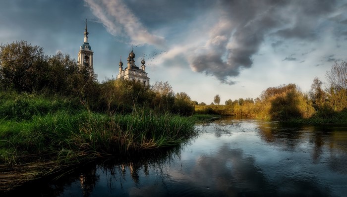 Church and river in Russia