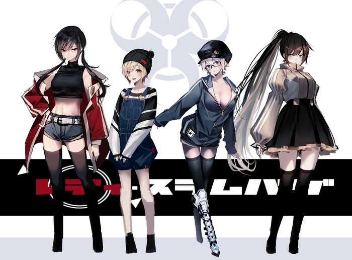 Anime girls with different hairstyles and outfits