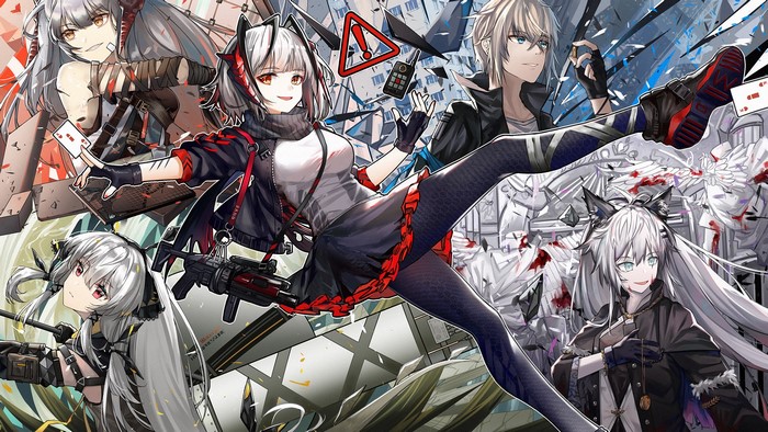 Arknights characters with animal ears and weapons