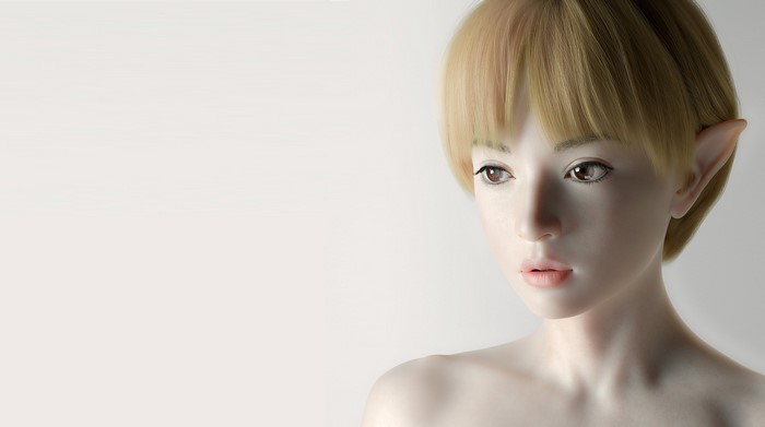 3D render of an elf girl with blonde hair