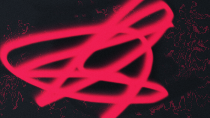 Abstract red graffiti lines on dark textured background