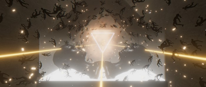 The Glitch Mob surreal scene with falling figures
