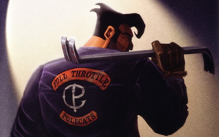 Ben Throttle from Full Throttle holding a crowbar