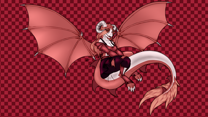 Dragon girl with wings and horns