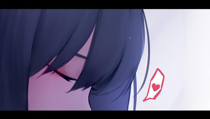 Anime girl with dark hair and closed eyes