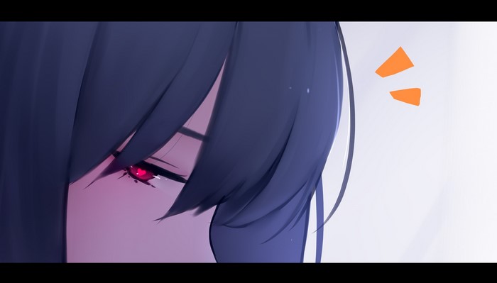 Anime girl with red eyes and dark hair
