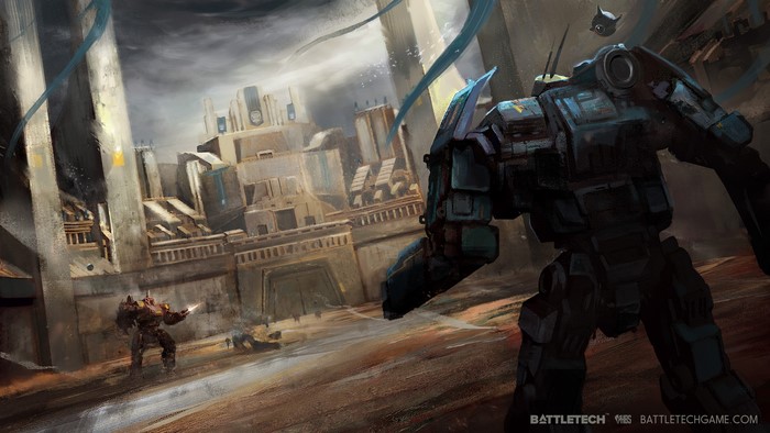Battletech Giant Robots in Sci-Fi City