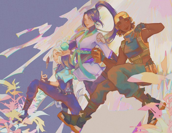 Sage, Jett, and Raze from Valorant