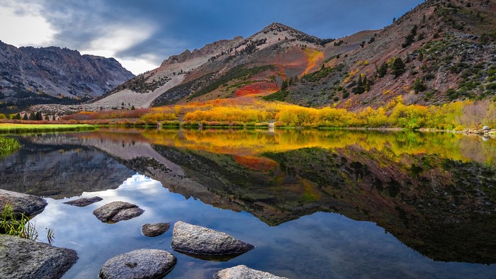 Autumn Mountain Lake Reflection in California