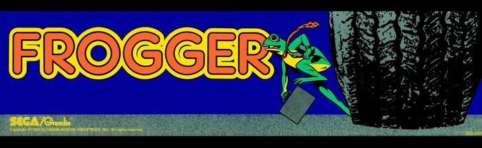 Frogger arcade marquee art by Sega/Gremlin
