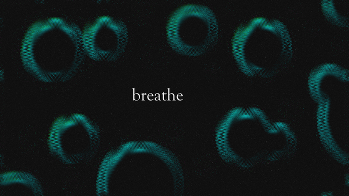 Glitch art with the word breathe