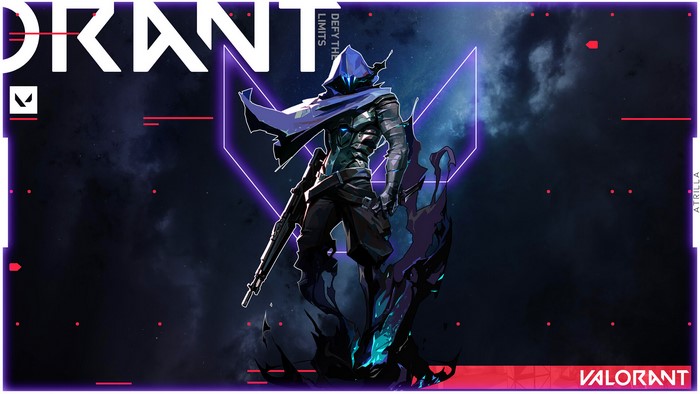 Omen from Valorant with purple geometric design