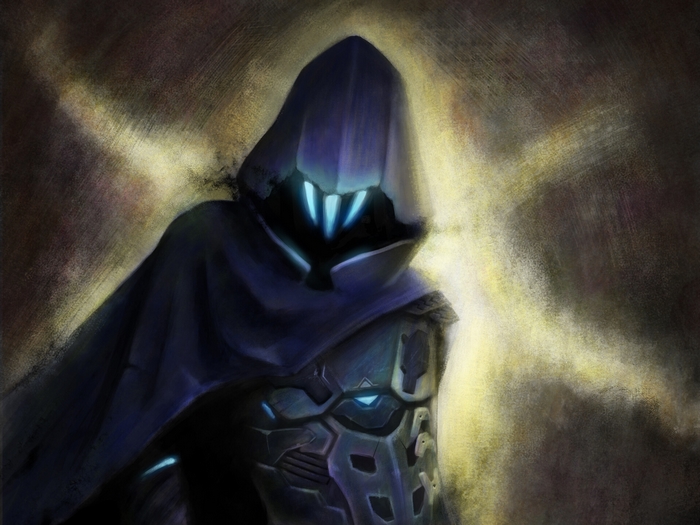 Omen from Valorant with glowing eyes