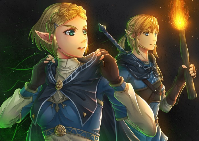 Link and Zelda from The Legend of Zelda: Breath of the Wild
