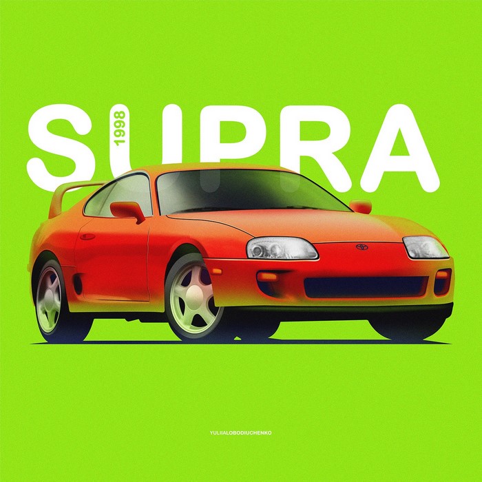 Toyota Supra 1998 illustration with typography